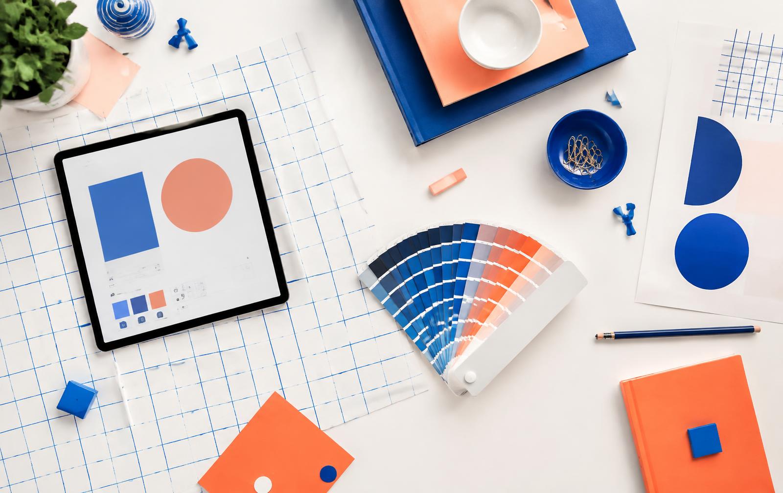 Bright creative workspace with digital planning tools